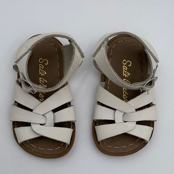 Saltwater white classic leather summer sandals size 4 - Picture 2 of 9
